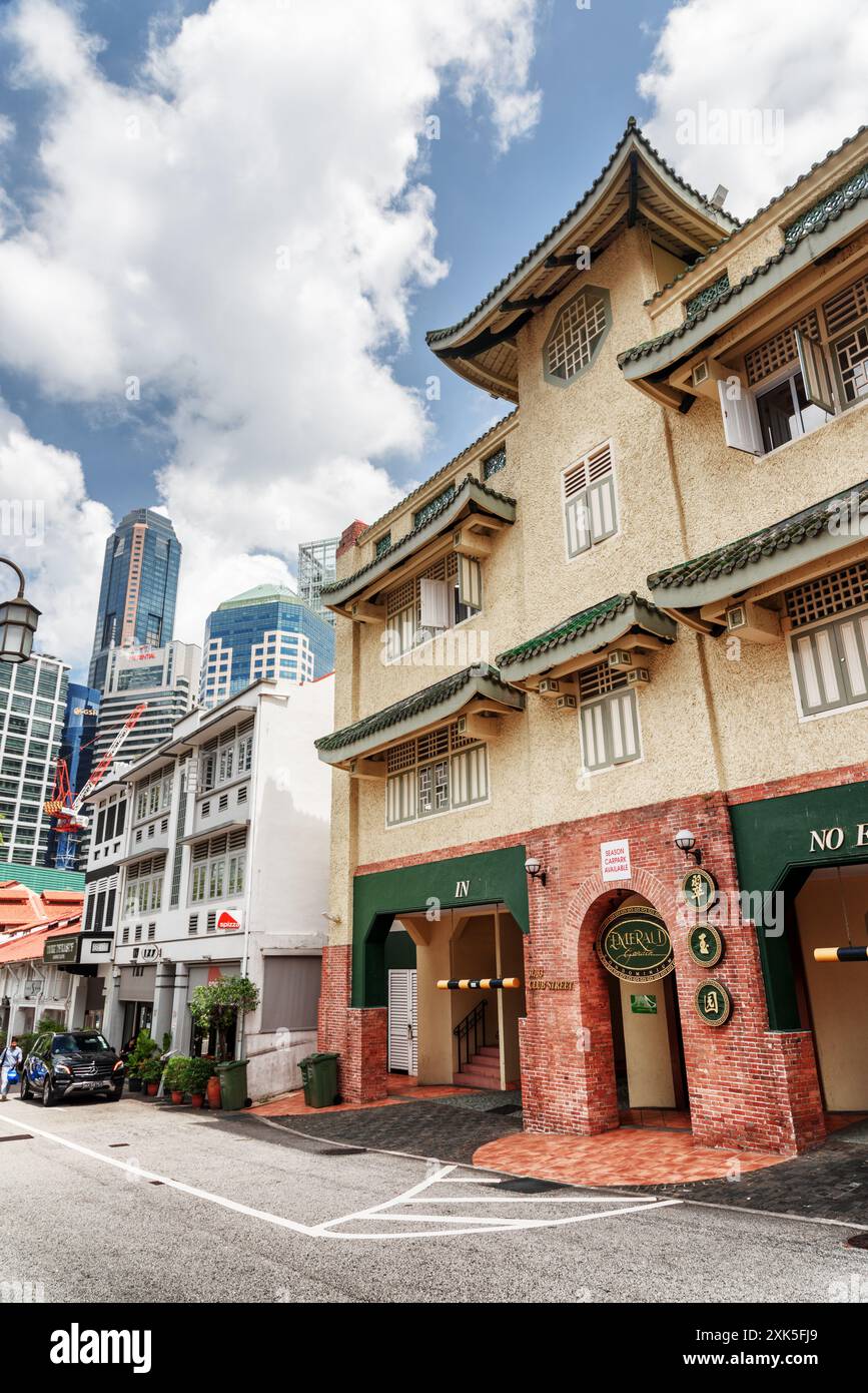 Malerisches Gebäude im chinesischen Stil an der Club Street in Singapur Stockfoto