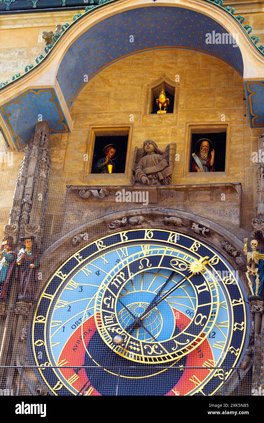 Berühmte astronomische Uhr, altes Rathaus in der Prager Altstadt, Tschechien. Stockfoto