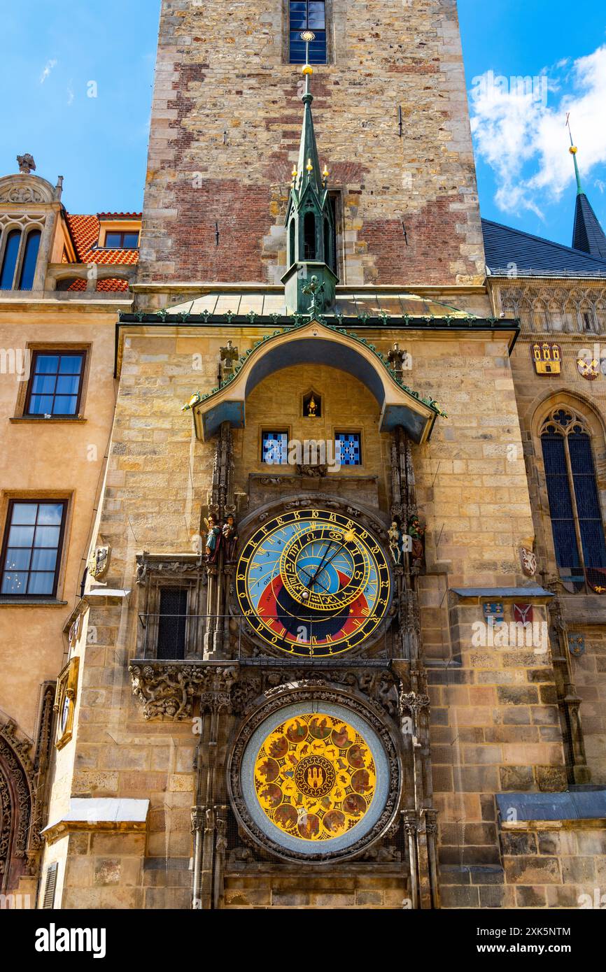 Berühmte astronomische Uhr, altes Rathaus in der Prager Altstadt, Tschechien. Stockfoto