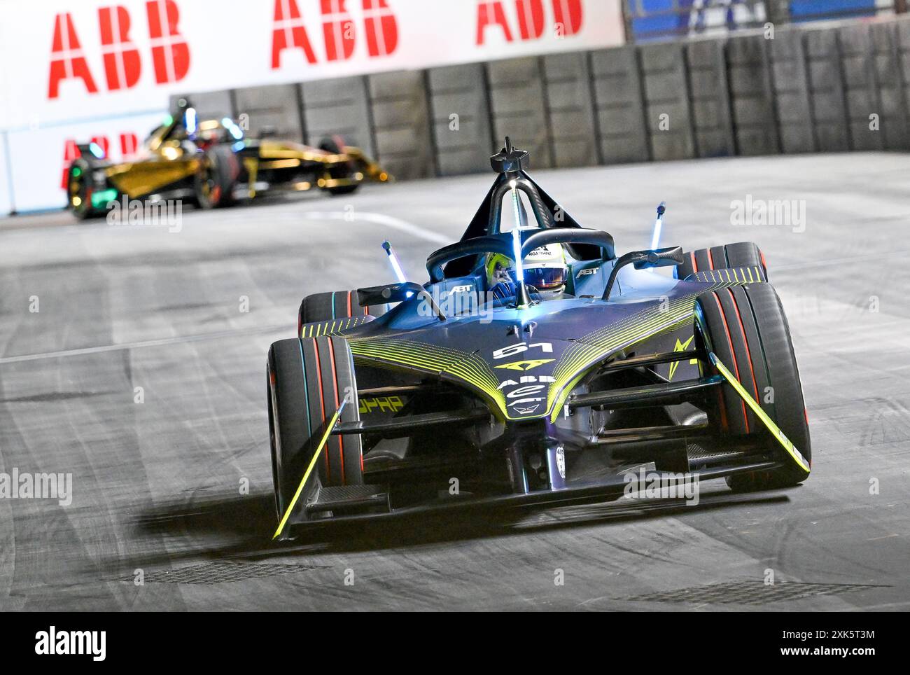 London, Großbritannien. Juli 2024. Kelvin VAN DER LINDE, ABT Formula E Team, während der morgendlichen freien Trainingseinheit während der HANKOOK ABB Formel E World Championship 2023 in London in Excel, Großbritannien. Quelle: LFP/Alamy Live News Stockfoto