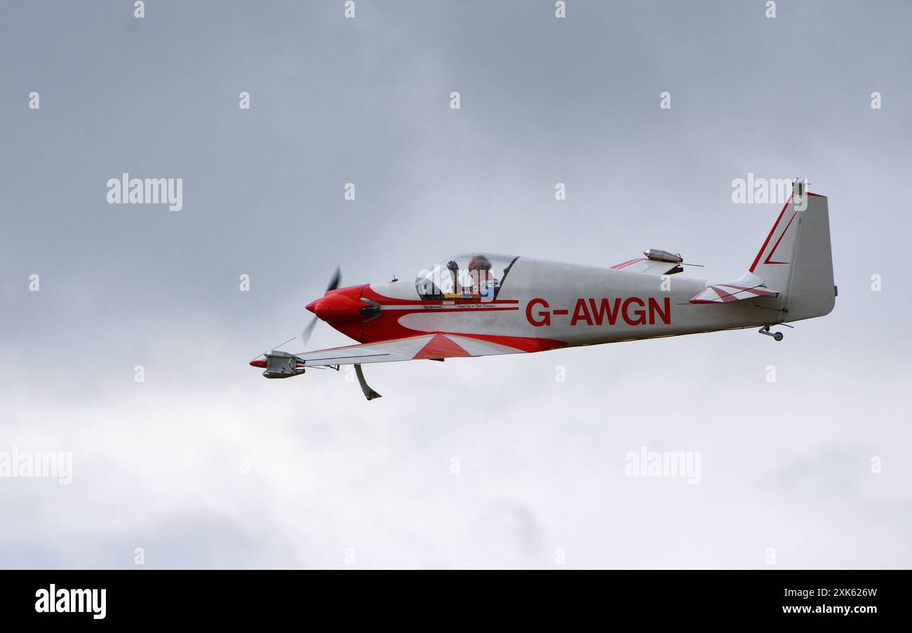 Vintage Fournier RF4D Flugzeug im Flug. Stockfoto