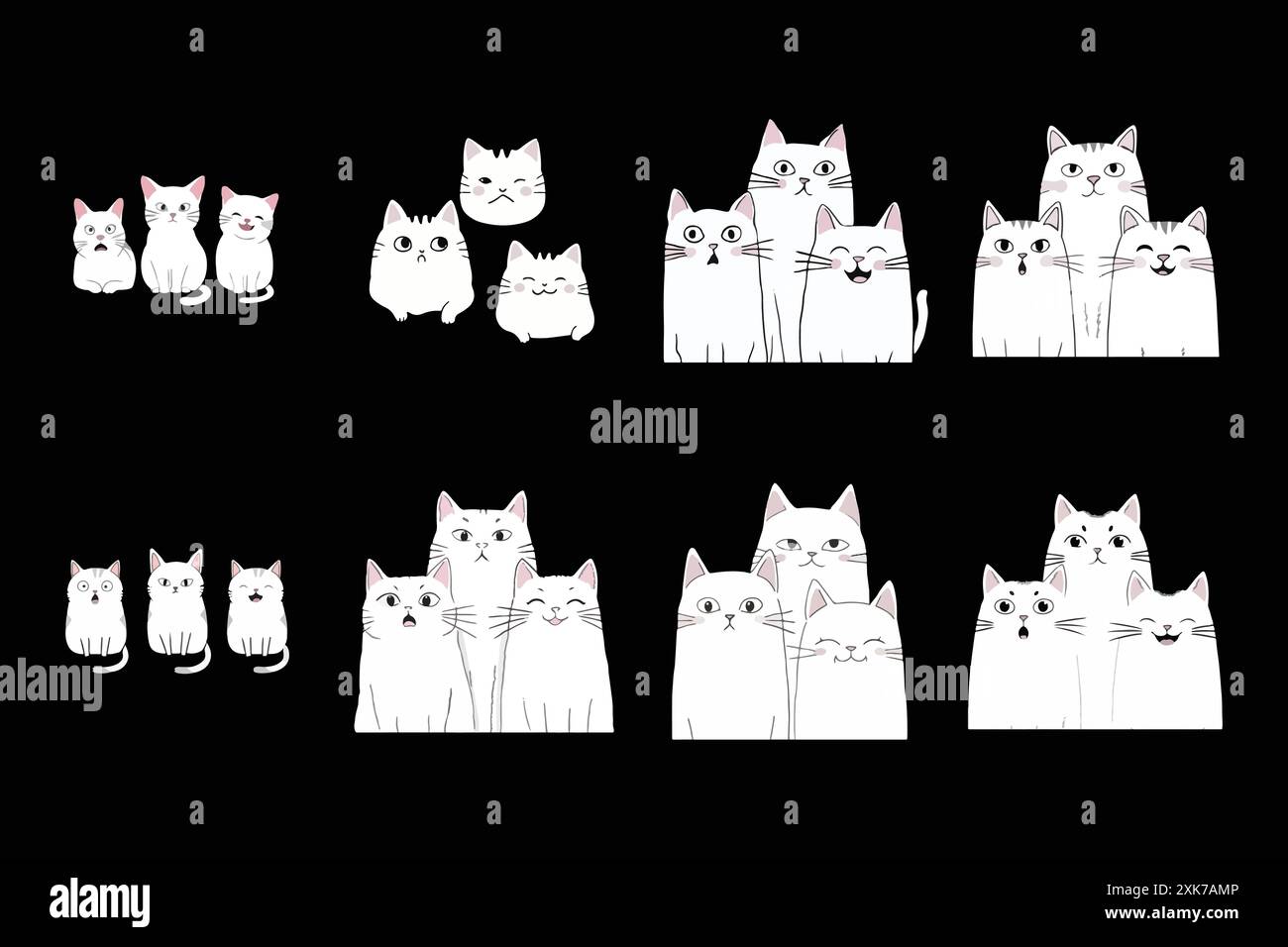 T-Shirt-Design-Set mit „Cat Expressions“ Stock Vektor