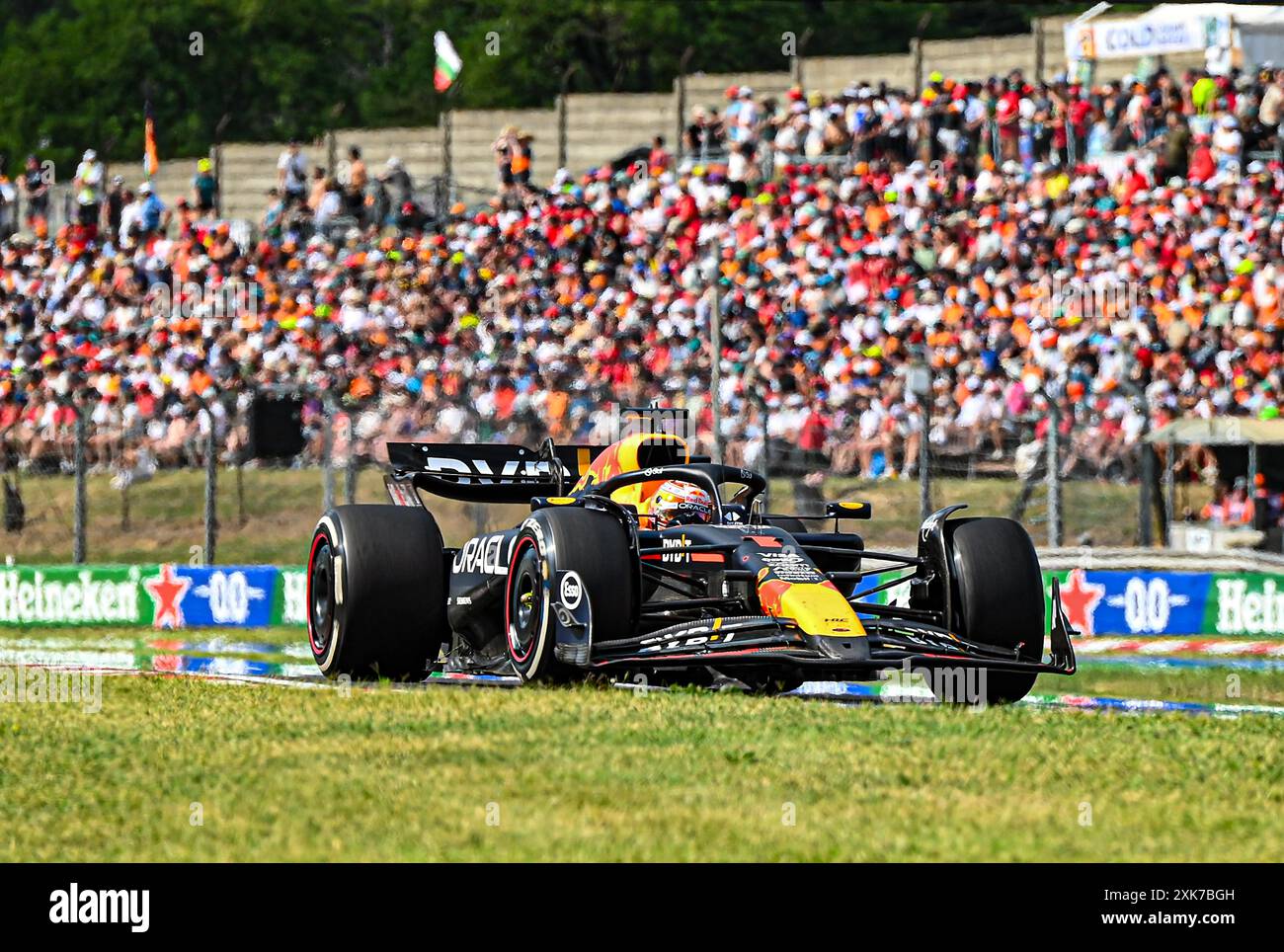 Max Verstappen (NED) - Oracle Red Bull Racing - Red Bull RB20 - Honda RBPT während des Renntages am Sonntag, den 21. Juli, des Formel-1-Großen Preises von Ungarn 2024, der vom 19. juli bis 21. juli 2024 auf der Hungaroring-Strecke in Mogyorod, Budapest, Ungarn, stattfinden soll Stockfoto