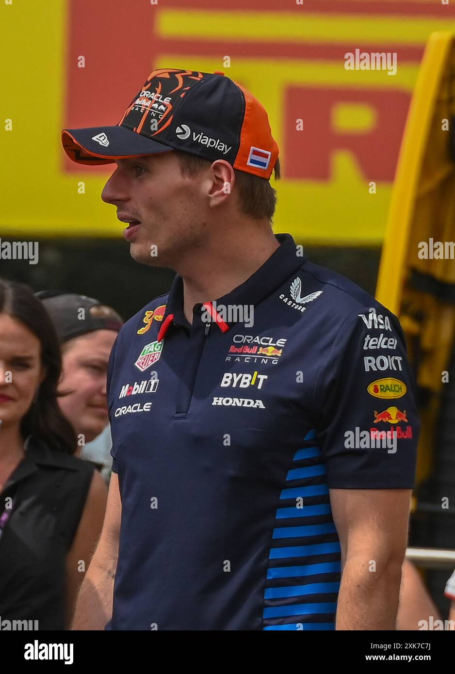 Max Verstappen (NED) - Oracle Red Bull Racing - Red Bull RB20 - Honda RBPT während des Renntages am Sonntag, den 21. Juli, des Formel-1-Großen Preises von Ungarn 2024, der vom 19. juli bis 21. juli 2024 auf der Hungaroring-Strecke in Mogyorod, Budapest, Ungarn, stattfinden soll Stockfoto