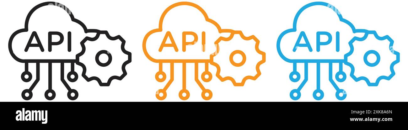 Cloud-API-Symbolvektor-Logo-Set Collection oder Bundle Pack-Gruppe Stock Vektor