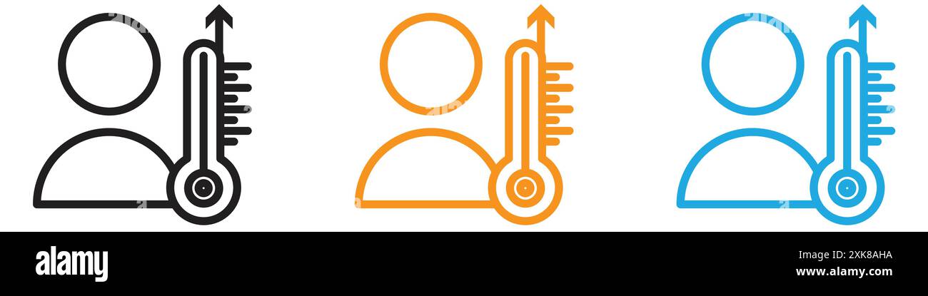 Fieber, Hochtemperatur-Symbol Vektor-Set-Sammlung oder Bündelpackung Stock Vektor