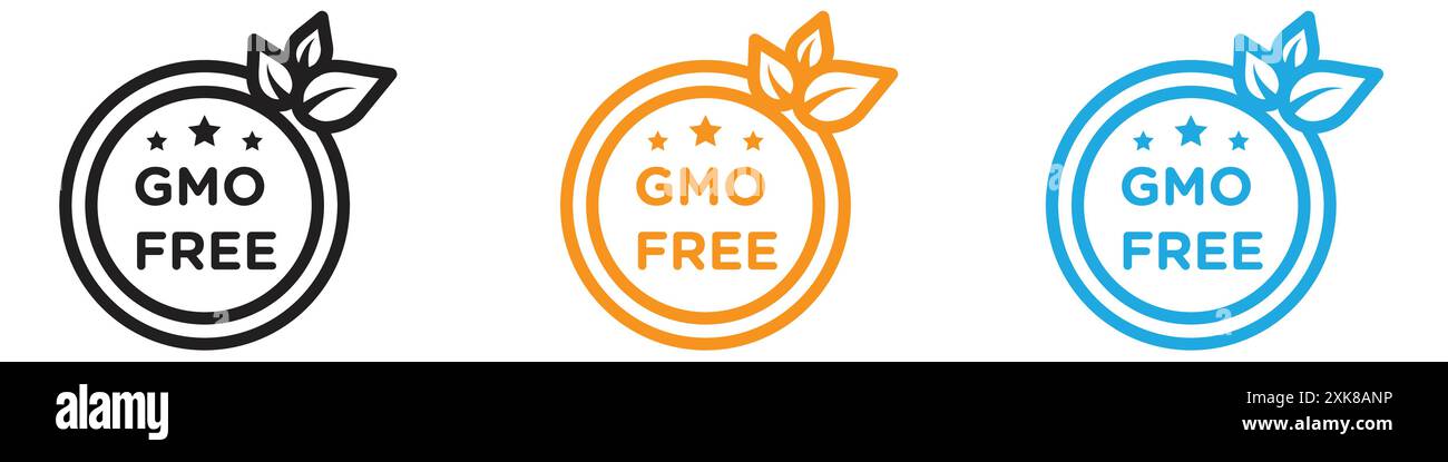 gmo-freie Symbol-Vektor-Logo-Set-Sammlung oder Bundle-Pack-Gruppe Stock Vektor
