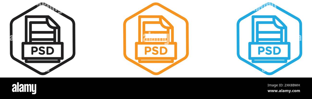 PSD-Dateiformat Symbol Vektor-Logo Set Collection oder Bundle Pack Group Stock Vektor