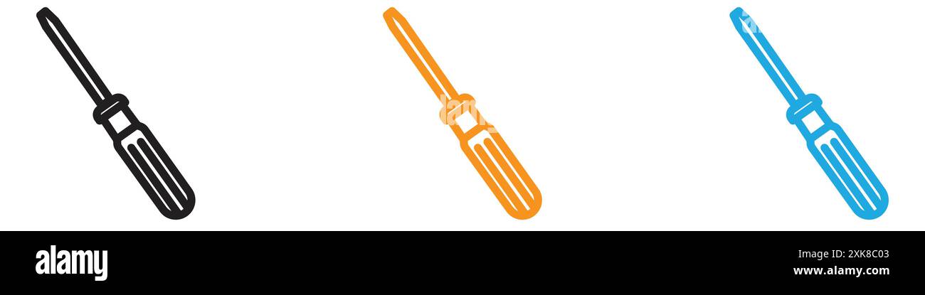 Schraubendreher-Symbol Vektor-Logo-Set-Sammlung oder Bündelpackung Stock Vektor