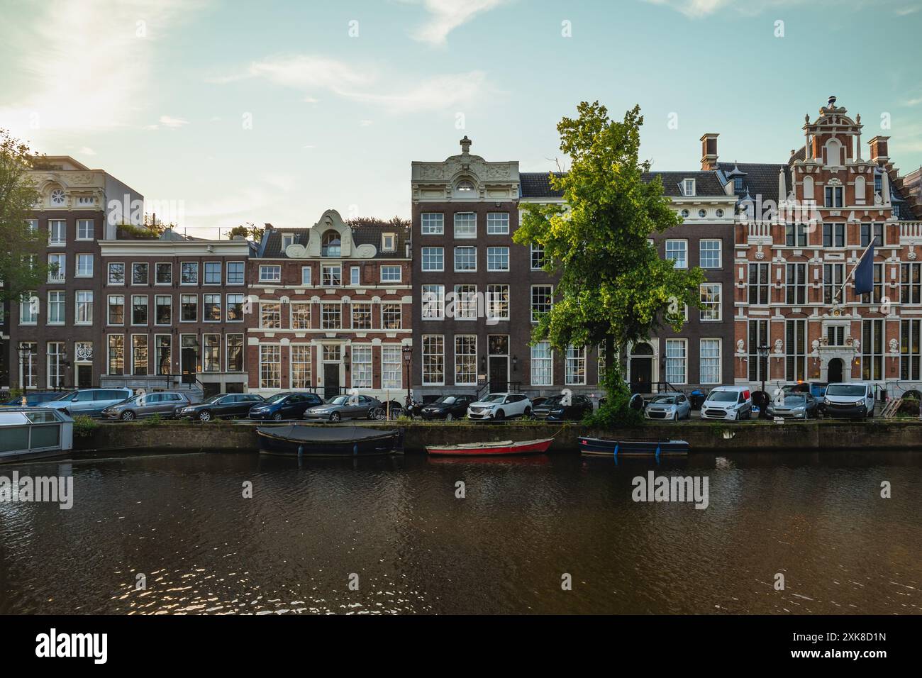 Landschaft von Leidsegracht, einem Kanal in Amsterdam, Niederländisch, Niederlande Stockfoto