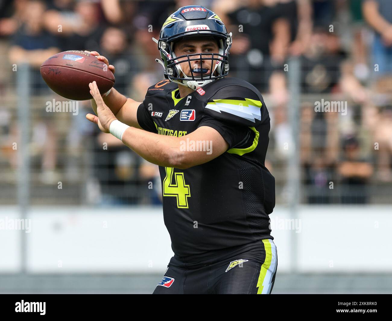 Reilly Hennessey (Stuttgart Surge #4), Stuttgart Surge vs. Wrolcaw Panthers, American Football, European League of Football, Spieltag 9, Saison 2024, 21.07.2024, Foto: EIBNER/Florian Schust Stockfoto