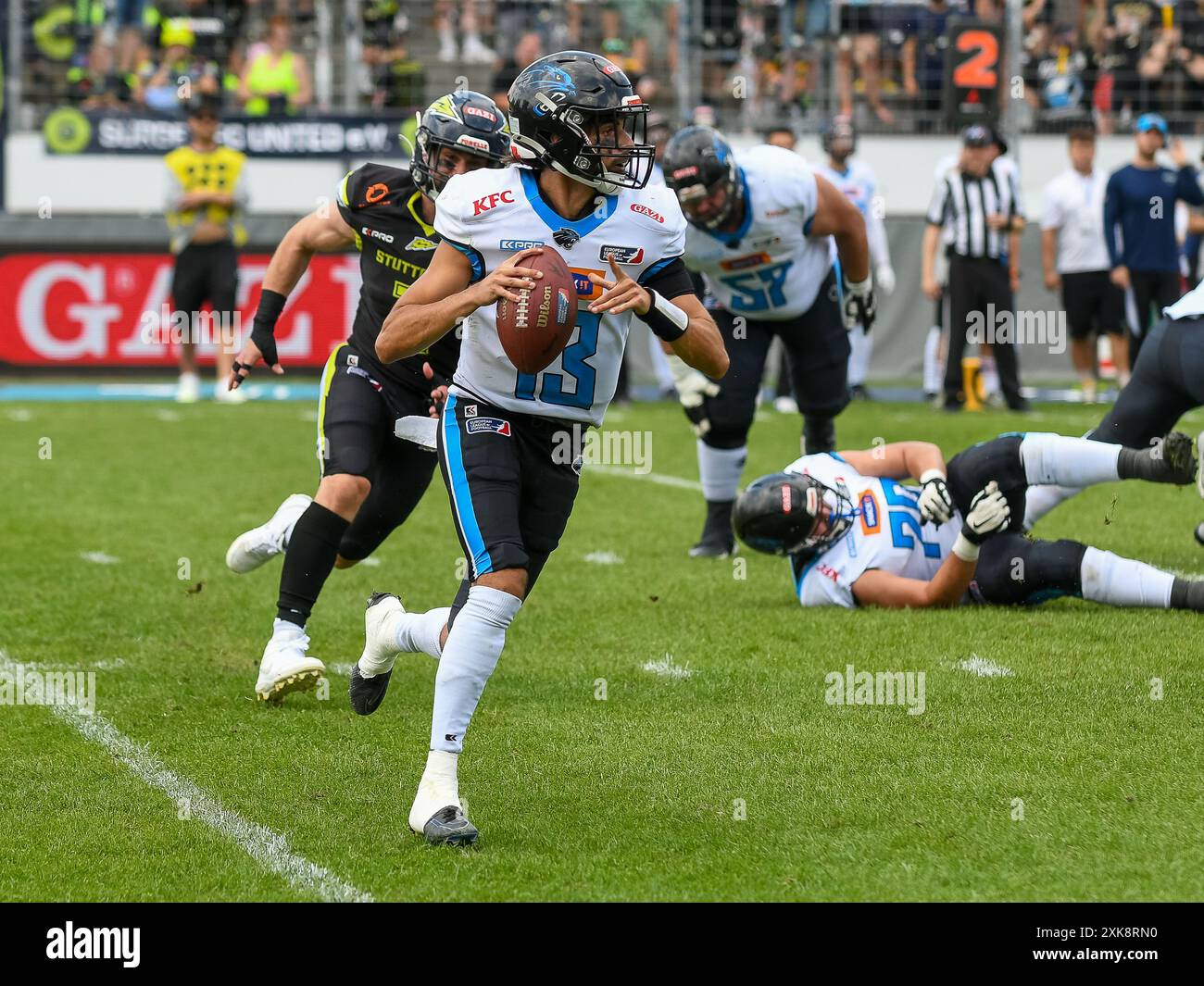 Matthew Vitale (Panthers Breslaw #13), Stuttgart Surge vs. Wrolcaw Panthers, American Football, European League of Football, Spieltag 9, Saison 2024, 21.07.2024, Foto: EIBNER/Florian Schust Stockfoto