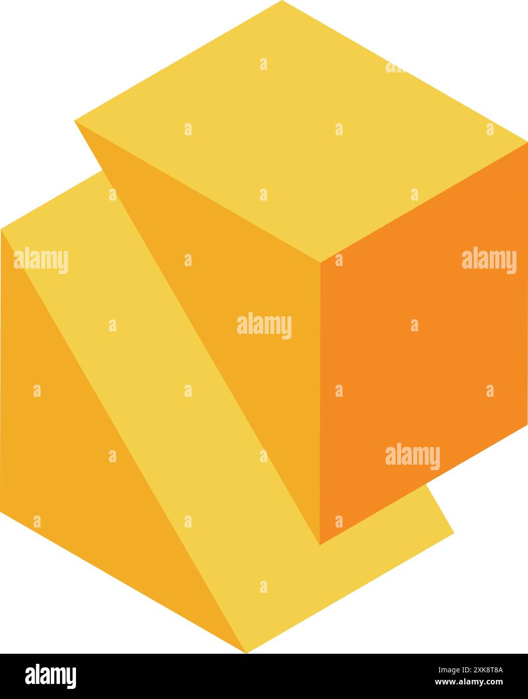 Abstrakter dreidimensionaler gelber Würfel, der eine interessante geometrische Form bildet Stock Vektor