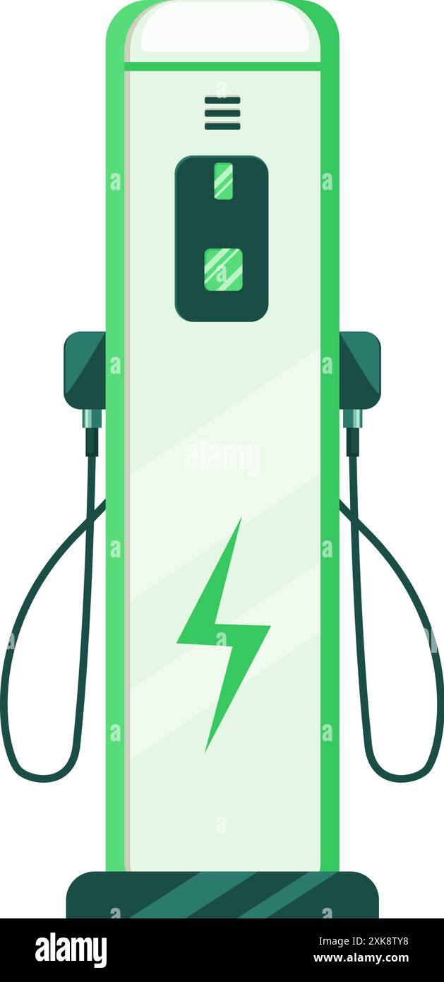 Abbildung des Konzepts alternativer Kraftstoffe. Steckdose für elektrisches Kfz-Batterieladegerät mit Ladekontrollleuchten. Das Symbol für die Ladestation für Elektrofahrzeuge ist Stock Vektor