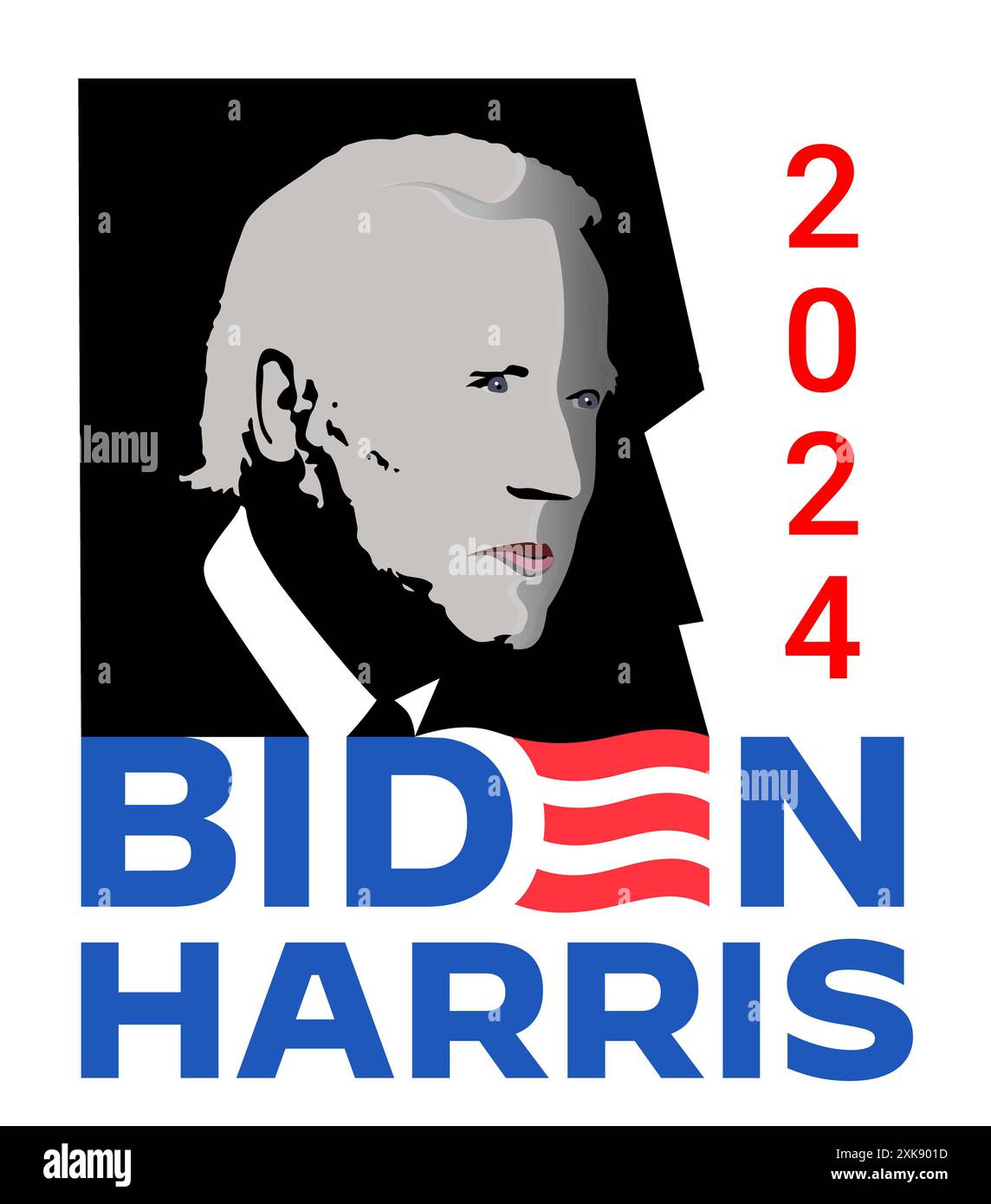 Silhouette des 46. Präsidenten der Vereinigten Staaten Joe Biden und Logo für die Joe Biden Kampagne 2024 Stockfoto
