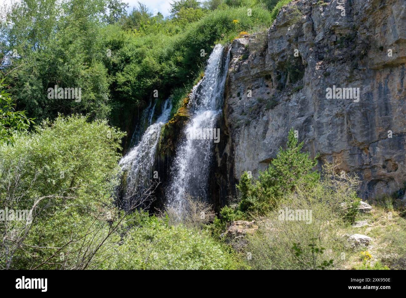 Wasserfall Molino de la Chorrera, Tragacete Stockfoto