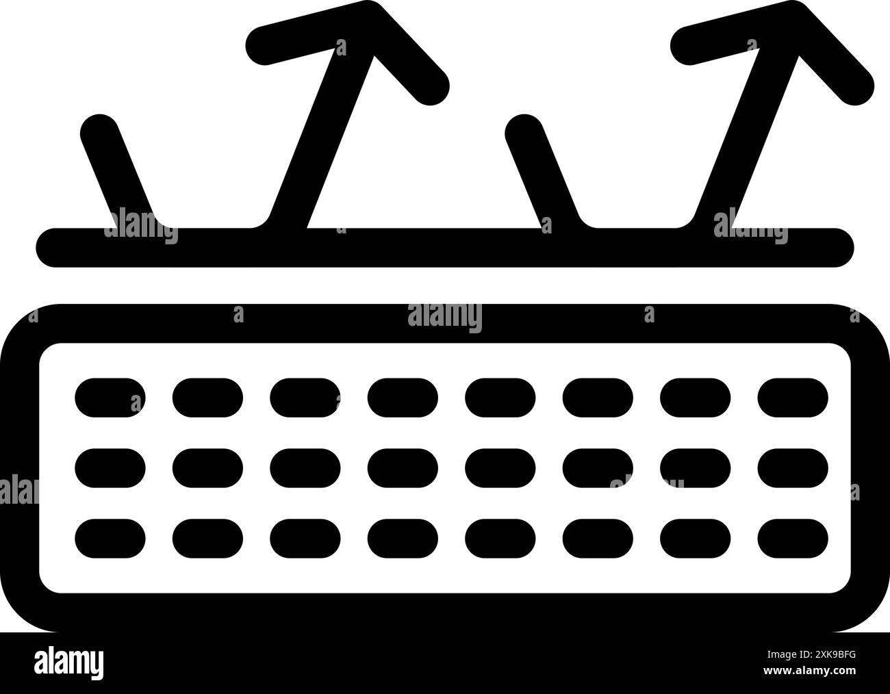 Atmungsaktives Material mit Luftzirkulation, das durch das Symbol strömt Stock Vektor
