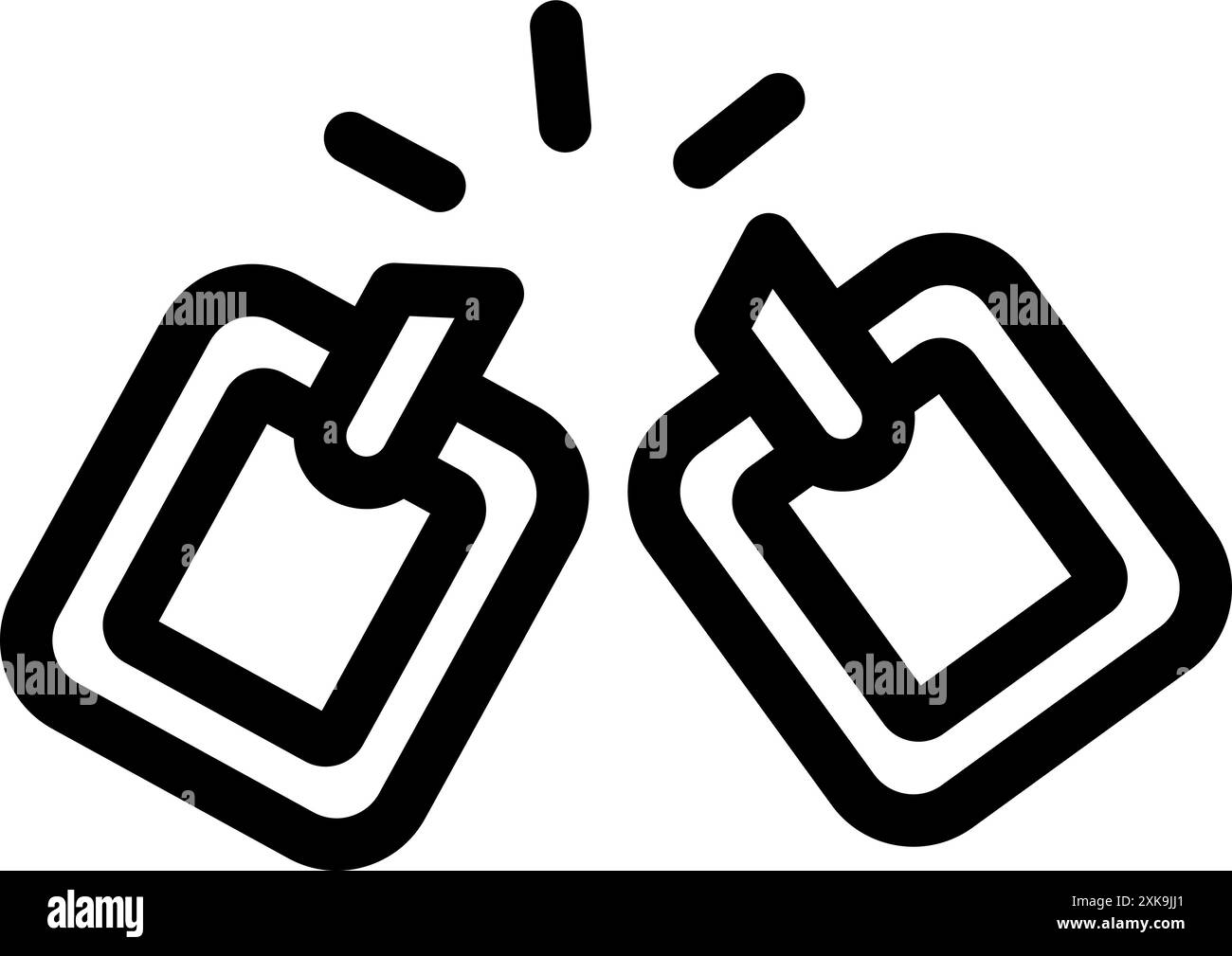 Schwarze Umrisssymbole für ein durchbrochenes Kettenglied, das Konzepte wie Freiheit und Flucht repräsentiert Stock Vektor
