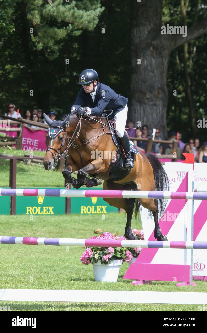 Dinard, Frankreich. Juli 2024. Casturano - Conor Swail - World RK.#15, CSI Grand Prix Rolex de la ville de Dinard, während der Jumping International de Dinard 2024, CSI 5 Equestrian Event am 21. Juli 2024 im Centre Equestre du Val Porée in Dinard, Frankreich - Foto Damien Kilani/DK Prod/DPPI Credit: DPPI Media/Alamy Live News Stockfoto