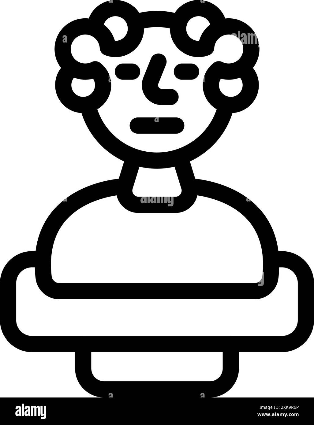 Zeilenkunstsymbol eines Richters, der in einem Gerichtsverfahren den Vorsitz führt und den juristischen Beruf und das Gerichtsverfahren betont Stock Vektor