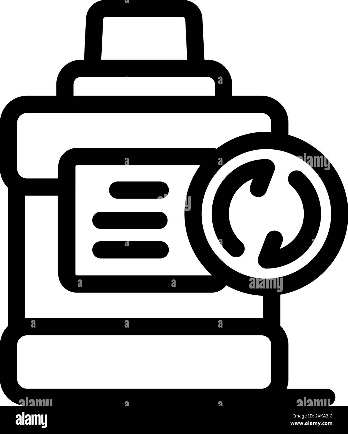 Schild für Recycling-Kunststoffbehälter mit Recycling-Pfeilen für Umwelt- und Umweltumrisssymbol Stock Vektor