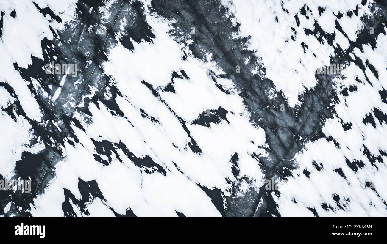 Luftaufnahme der Eis- und Schneemuster im Großraum Sudbury, Ontario Stockfoto