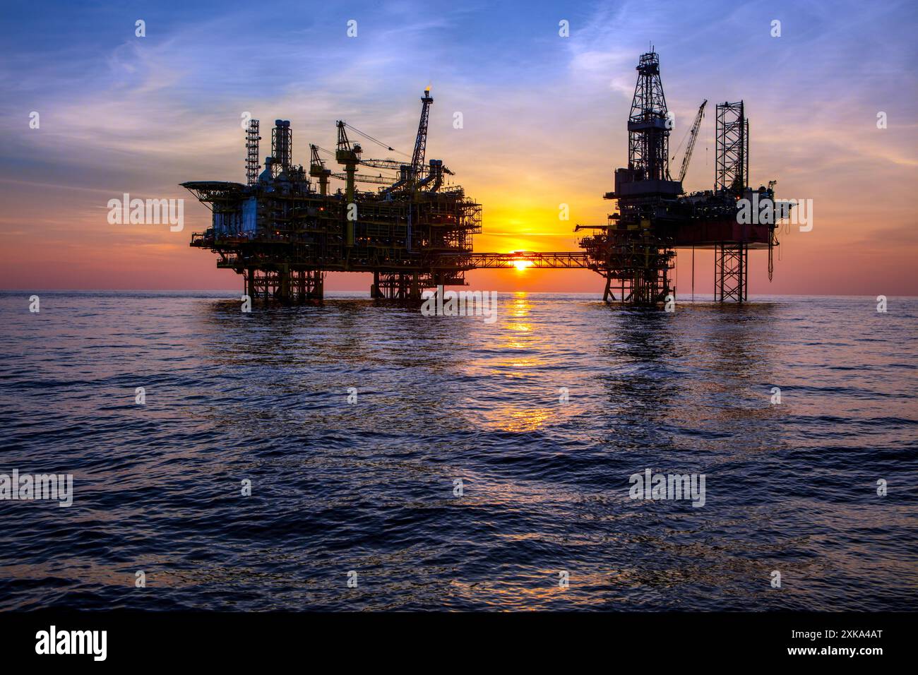 Ölförderung vor dem Golf von Mexiko Stockfoto