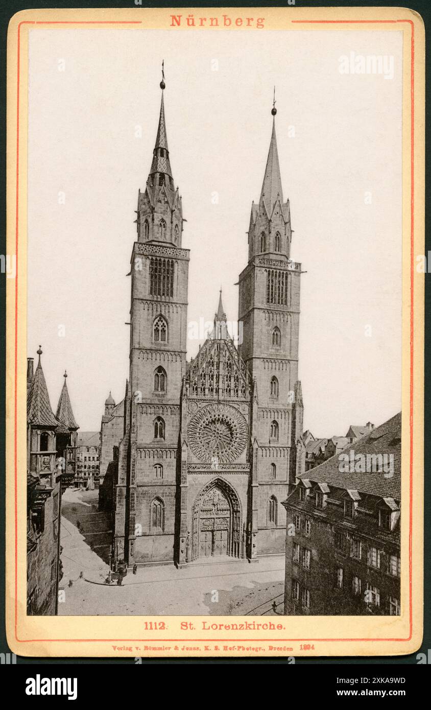 Europa, Deutschland, Bayern, Mittelfranken, Nürnberg, St. Lorenzkirche, Verlag v. Römmler & Jonas, K. S. Hof-Photogr. , Dresden, 1894. / Europa, Deutschland, Bayern, Mittelfranken, Nürnberg, ( Nürnberg ) , St. Lorenzkirche ( St. Lawrence ), herausgegeben von Römmler und Jonas , Dresden, 1894 . Stockfoto