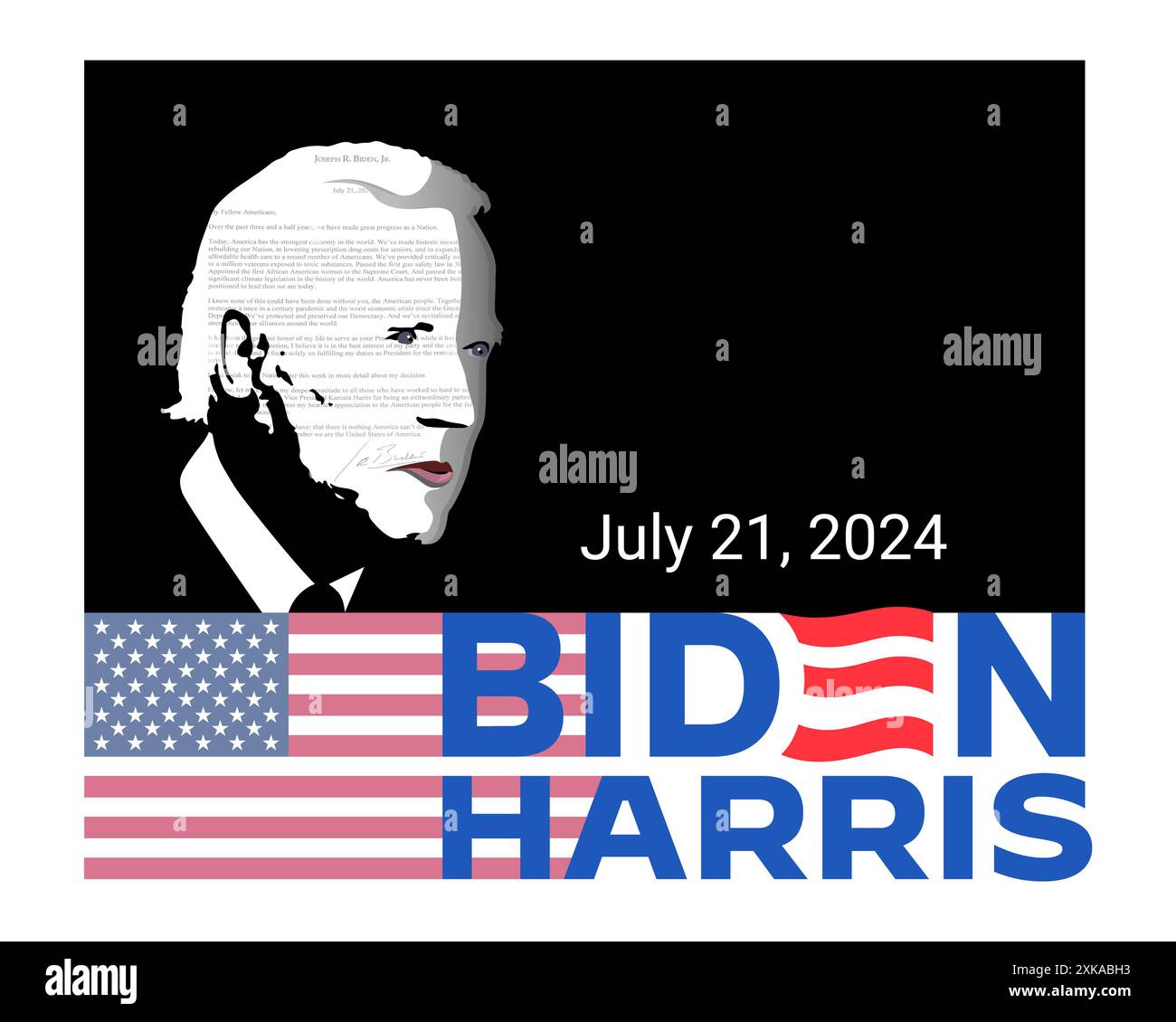 Am 21. Juli 2024 gab US-Präsident Joe Biden bekannt, dass er sich aus dem Präsidentschaftswahlkampf zurückzieht. Porträt Joe Biden. Stockfoto