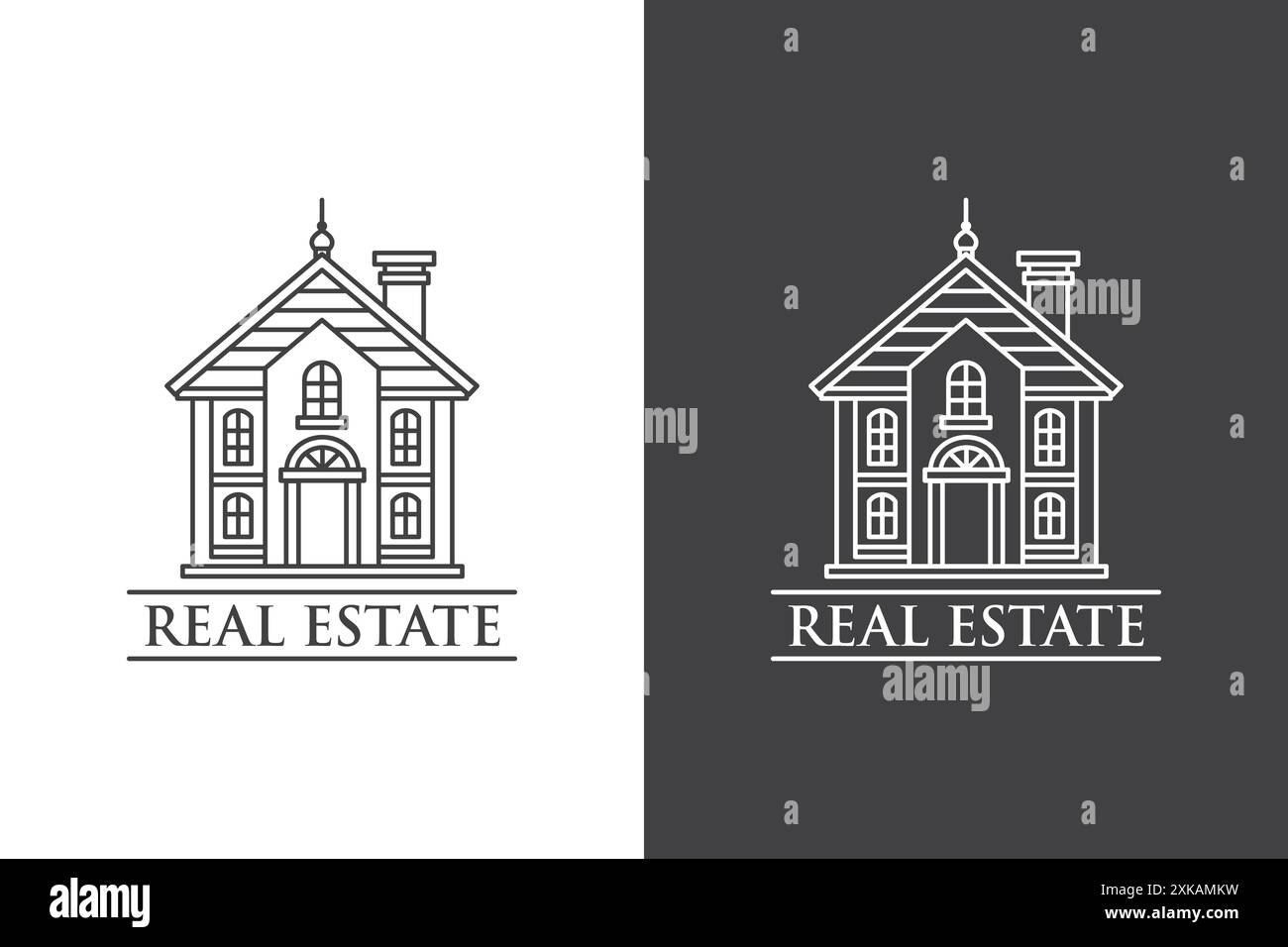 Art-Logo des Geschäftsbereichs Real Estate. Minimalistisches Architekturlogo-Konzept Stock Vektor