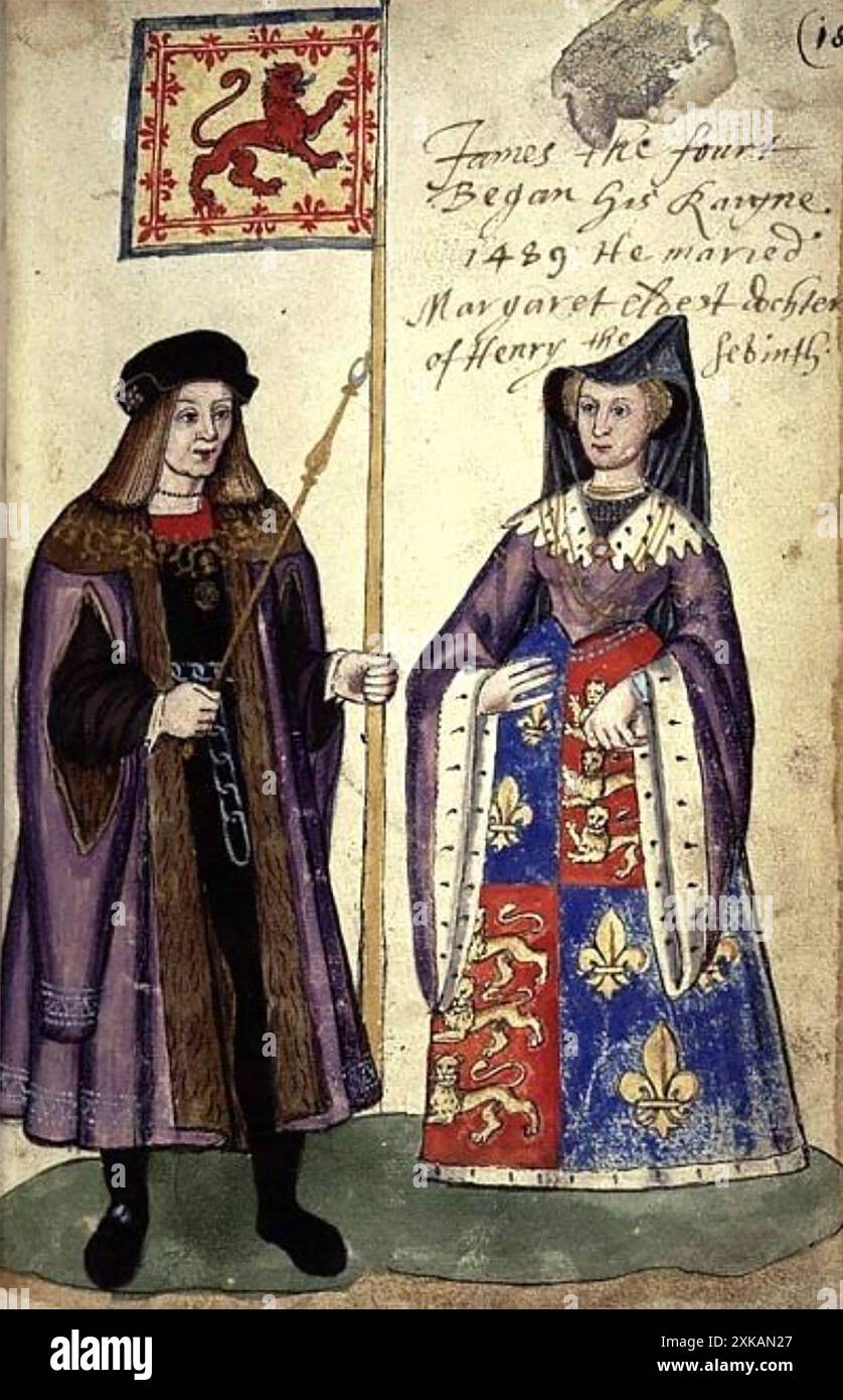 KÖNIG JAKOB IV. Von Schottland mit seiner Frau Margaret Tudor, Tochter Heinrichs VIII Stockfoto