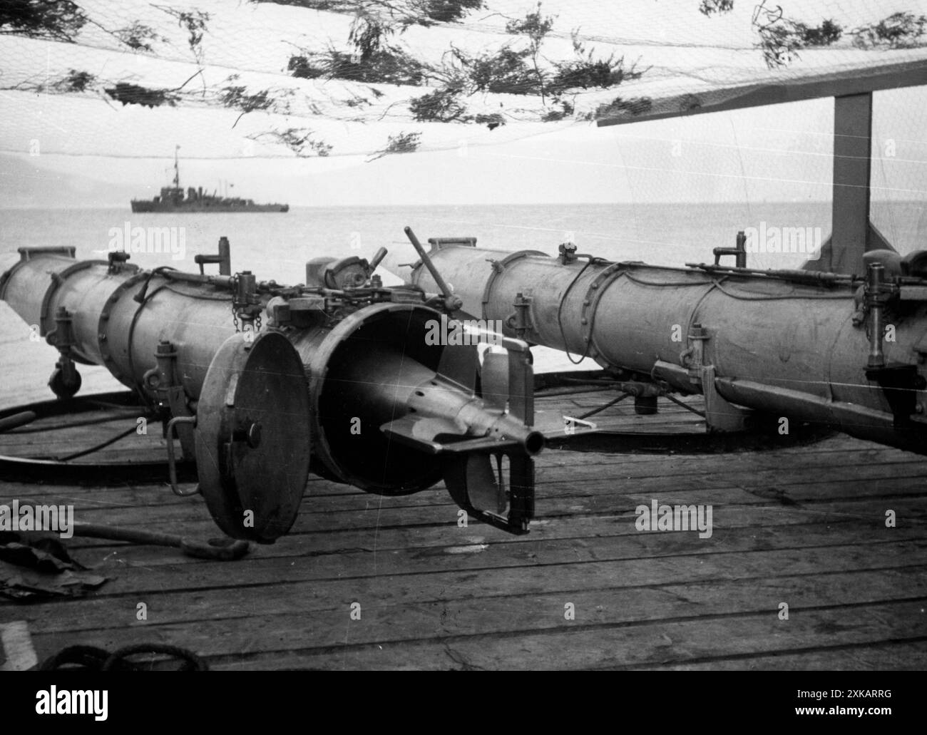 Torpedoröhre eines deutschen Torpedobootes. Undatiertes Foto. [Automatisierte Übersetzung] Stockfoto