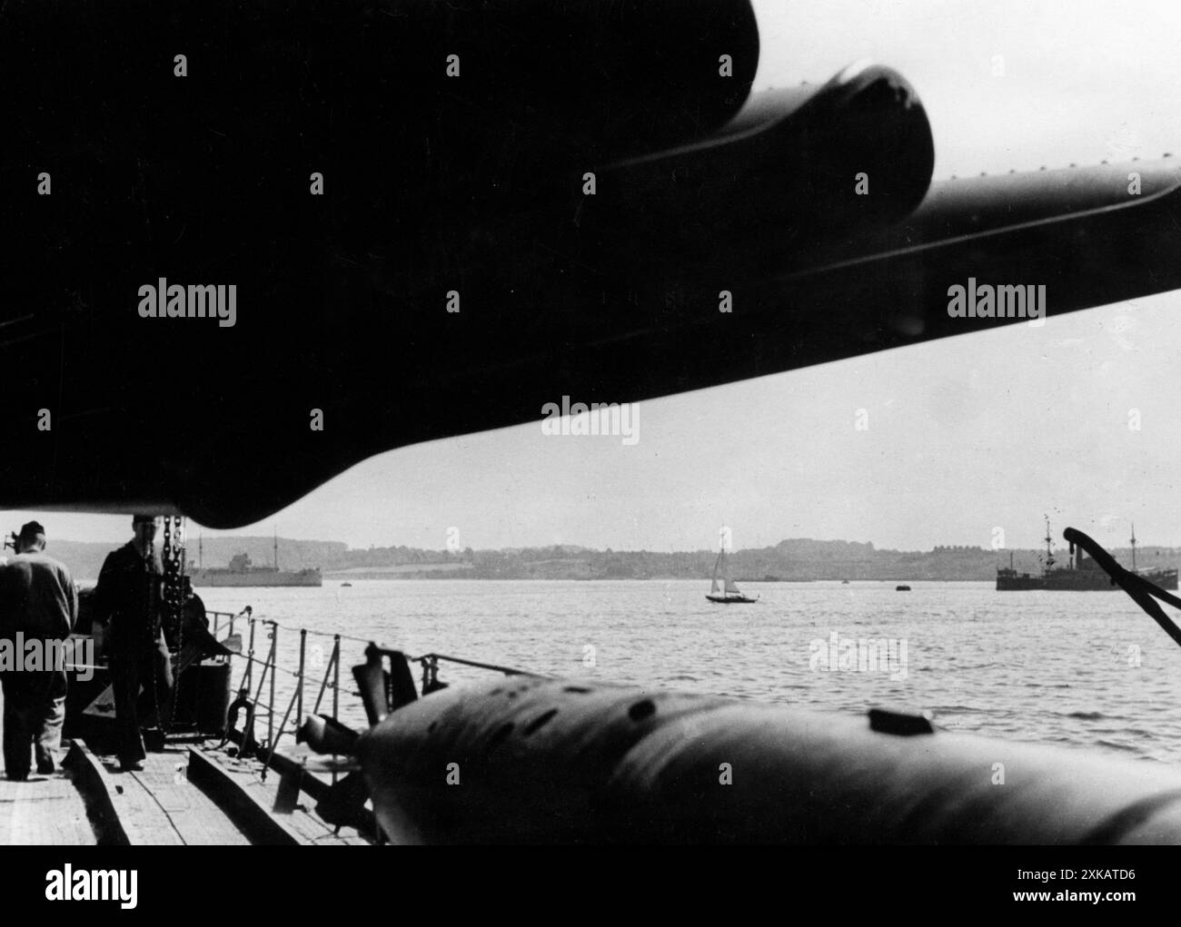Torpedo an Bord eines deutschen Torpedobootes. Foto: Vorländer. [Automatisierte Übersetzung] Stockfoto