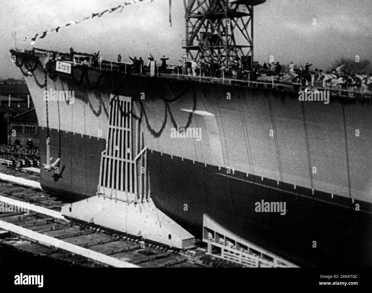 „Das deutsche Schlachtschiff Tirpitz“: Start auf der Kriegsmarinewerft in Wilhelmshaven [automatisierte Übersetzung]“ Stockfoto