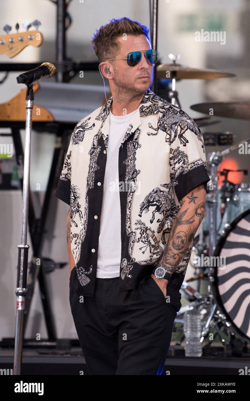 Ryan Tedder, OneRepublic auf der Bühne für die NBC Today Show Concert Series mit OneRepublic, Rockefeller Plaza, New York, NY, 19. Juli, 2024. Foto: Simon Lindenblatt/Everett Collection Stockfoto