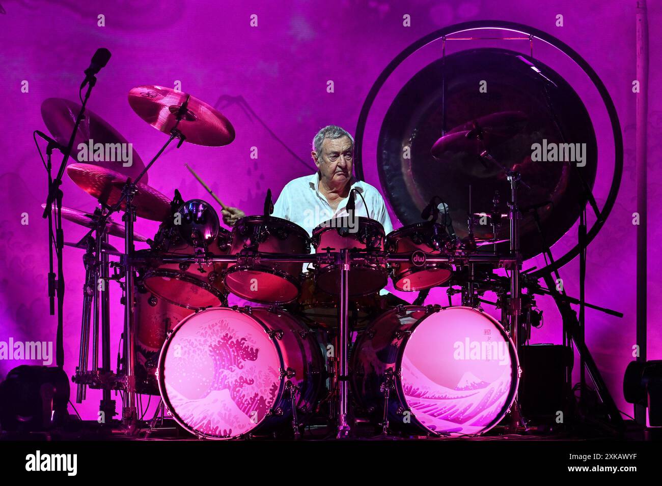 Nick Mason von Nick Masons Saucerful of Secrets tritt am 21. Juli 2024 während der Set the Control Tour im Auditorium Parco della Musica Cavea in Rom auf. (Foto: Domenico Cippitelli/NurPhoto) Stockfoto