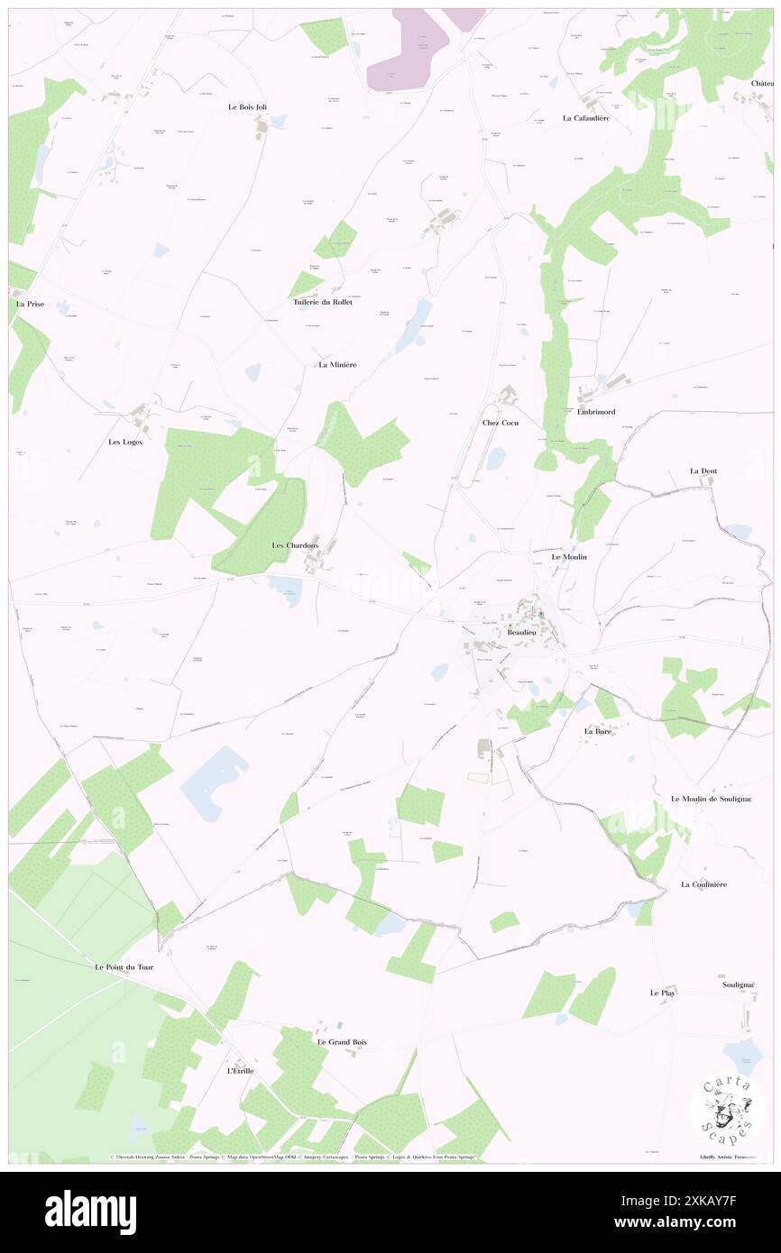 Beaulieu, Cantal, FR, Frankreich, Auvergne-Rhône-Alpes, n 45 27' 22'', N 2 30' 45'', Karte, Cartascapes Map, veröffentlicht 2024. Erkunden Sie Cartascapes, eine Karte, die die vielfältigen Landschaften, Kulturen und Ökosysteme der Erde enthüllt. Reisen Sie durch Zeit und Raum und entdecken Sie die Verflechtungen der Vergangenheit, Gegenwart und Zukunft unseres Planeten. Stockfoto