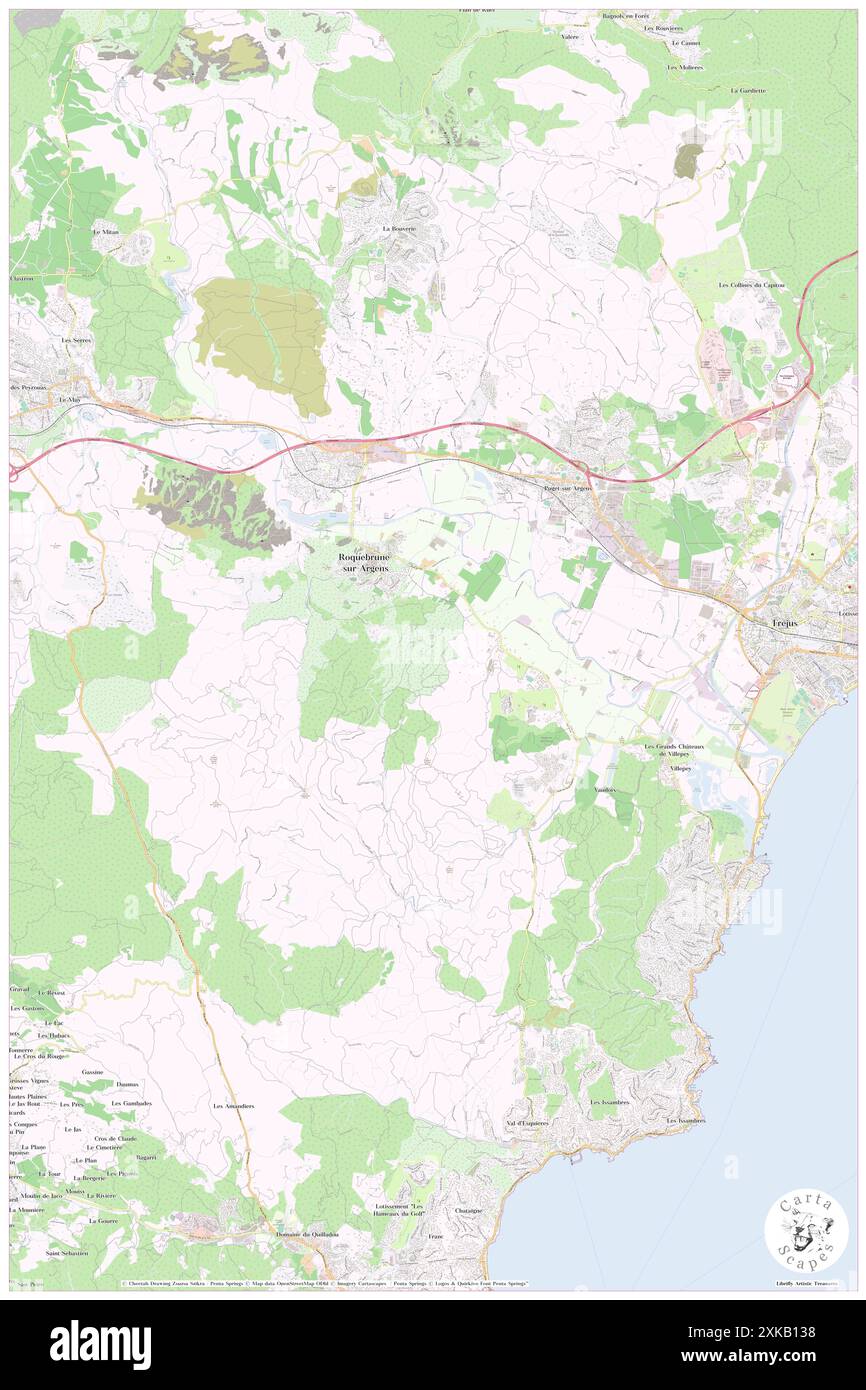 Roquebrune-sur-Argens, Var, FR, Frankreich, Provence-Alpes-Côte d'Azur, n 43 26' 35''', N 6 38' 16'', Karte, Cartascapes Map, veröffentlicht 2024. Erkunden Sie Cartascapes, eine Karte, die die vielfältigen Landschaften, Kulturen und Ökosysteme der Erde enthüllt. Reisen Sie durch Zeit und Raum und entdecken Sie die Verflechtungen der Vergangenheit, Gegenwart und Zukunft unseres Planeten. Stockfoto