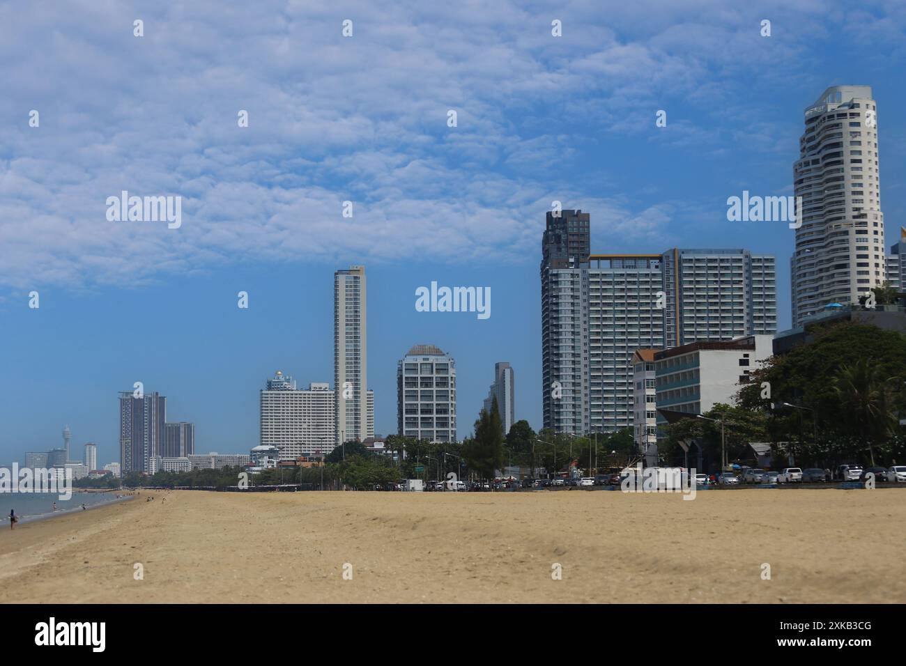 Jomtien Beach Pattaya City Wide View die vielen Hotels, Jomtien Beach ist ein beliebtes Touristenziel in Thailand. Stockfoto