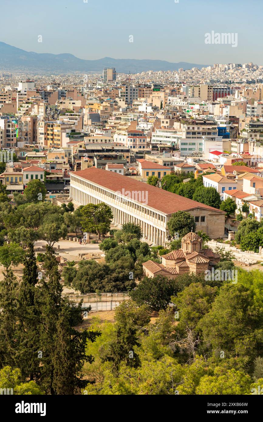 Blick auf Stoa von Attalos an der Agora von Athen von Areopagus - Athen, Griechenland © Giorgia de Dato Stockfoto