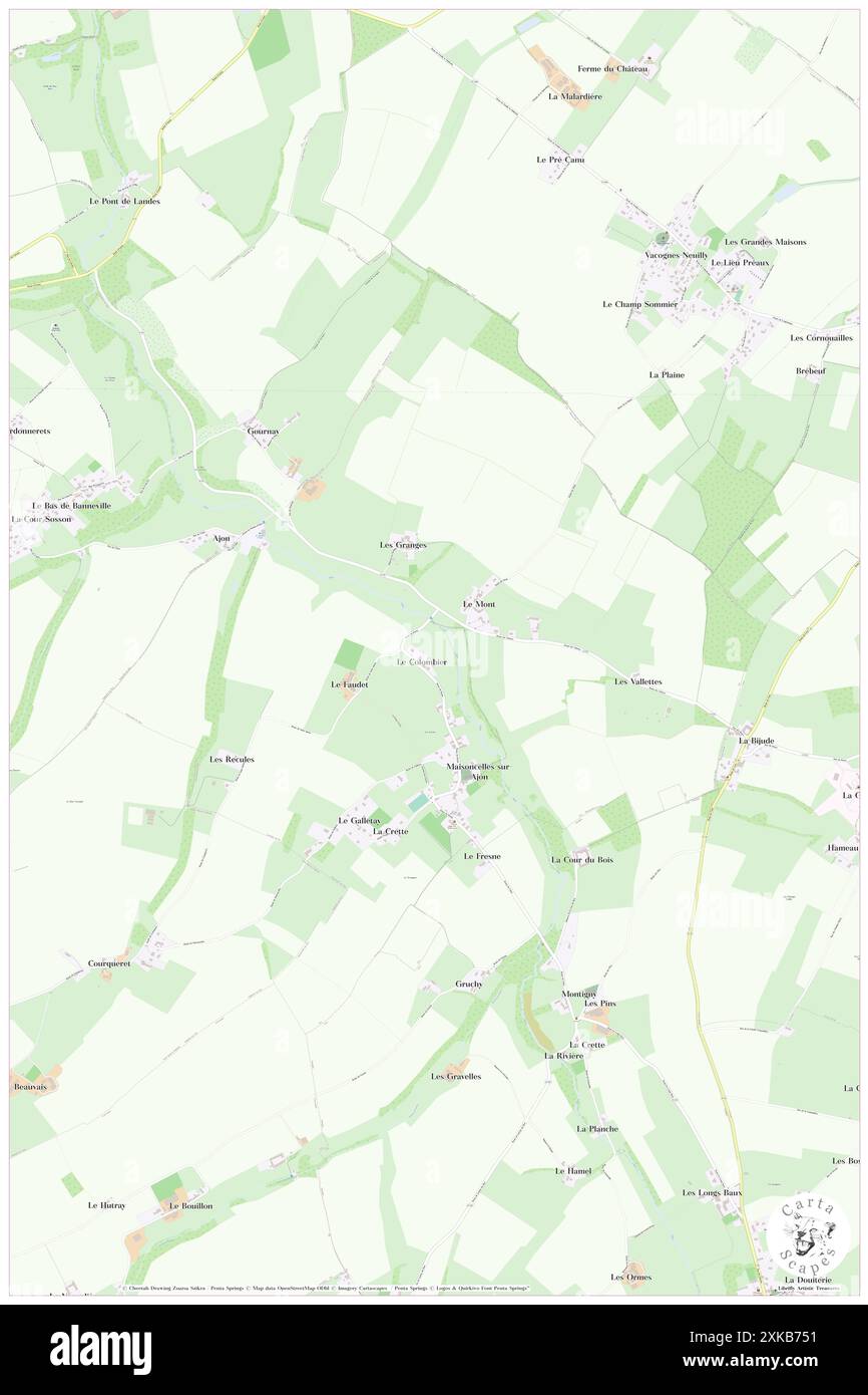 Maisoncelles-sur-Ajon, Calvados, FR, Frankreich, Normandie, n 49 3' 14'', S 0 32' 18'', Karte, Cartascapes Map, veröffentlicht 2024. Erkunden Sie Cartascapes, eine Karte, die die vielfältigen Landschaften, Kulturen und Ökosysteme der Erde enthüllt. Reisen Sie durch Zeit und Raum und entdecken Sie die Verflechtungen der Vergangenheit, Gegenwart und Zukunft unseres Planeten. Stockfoto