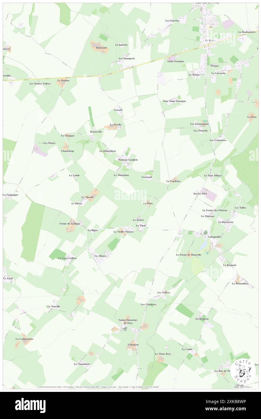 Cahagnolles, Calvados, FR, Frankreich, Normandie, n 49 9' 30'', S 0 45' 41'', Karte, Cartascapes Map, veröffentlicht 2024. Erkunden Sie Cartascapes, eine Karte, die die vielfältigen Landschaften, Kulturen und Ökosysteme der Erde enthüllt. Reisen Sie durch Zeit und Raum und entdecken Sie die Verflechtungen der Vergangenheit, Gegenwart und Zukunft unseres Planeten. Stockfoto