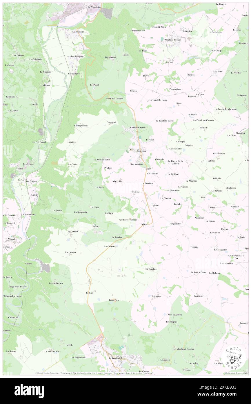 Sanvensa, Aveyron, FR, Frankreich, Occitanie, n 44 17' 31'', N 2 2' 56'', Karte, Cartascapes Map, veröffentlicht 2024. Erkunden Sie Cartascapes, eine Karte, die die vielfältigen Landschaften, Kulturen und Ökosysteme der Erde enthüllt. Reisen Sie durch Zeit und Raum und entdecken Sie die Verflechtungen der Vergangenheit, Gegenwart und Zukunft unseres Planeten. Stockfoto