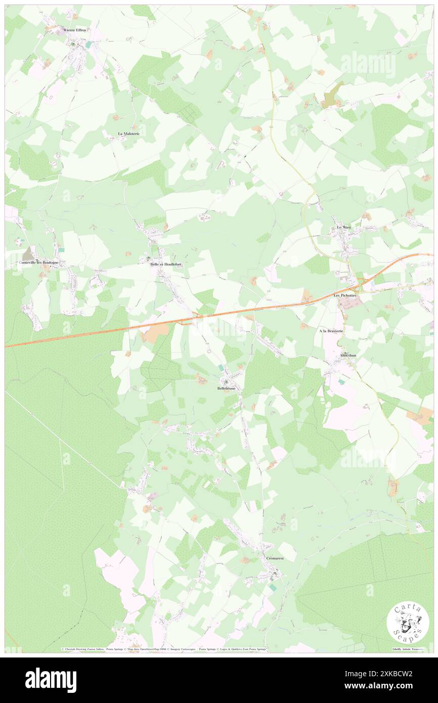 Bellebrune, Pas-de-Calais, FR, Frankreich, Hauts-de-France, n 50 43' 36''', N 1 46' 27'', Karte, Cartascapes Map, veröffentlicht 2024. Erkunden Sie Cartascapes, eine Karte, die die vielfältigen Landschaften, Kulturen und Ökosysteme der Erde enthüllt. Reisen Sie durch Zeit und Raum und entdecken Sie die Verflechtungen der Vergangenheit, Gegenwart und Zukunft unseres Planeten. Stockfoto