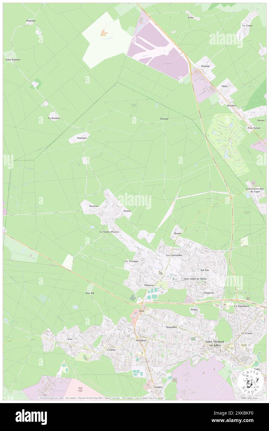 Saint-Aubin-de-Medoc, Gironde, FR, Frankreich, Nouvelle-Aquitaine, n 44 54' 42''', S 0 43' 28'', Karte, Cartascapes Map, veröffentlicht 2024. Erkunden Sie Cartascapes, eine Karte, die die vielfältigen Landschaften, Kulturen und Ökosysteme der Erde enthüllt. Reisen Sie durch Zeit und Raum und entdecken Sie die Verflechtungen der Vergangenheit, Gegenwart und Zukunft unseres Planeten. Stockfoto