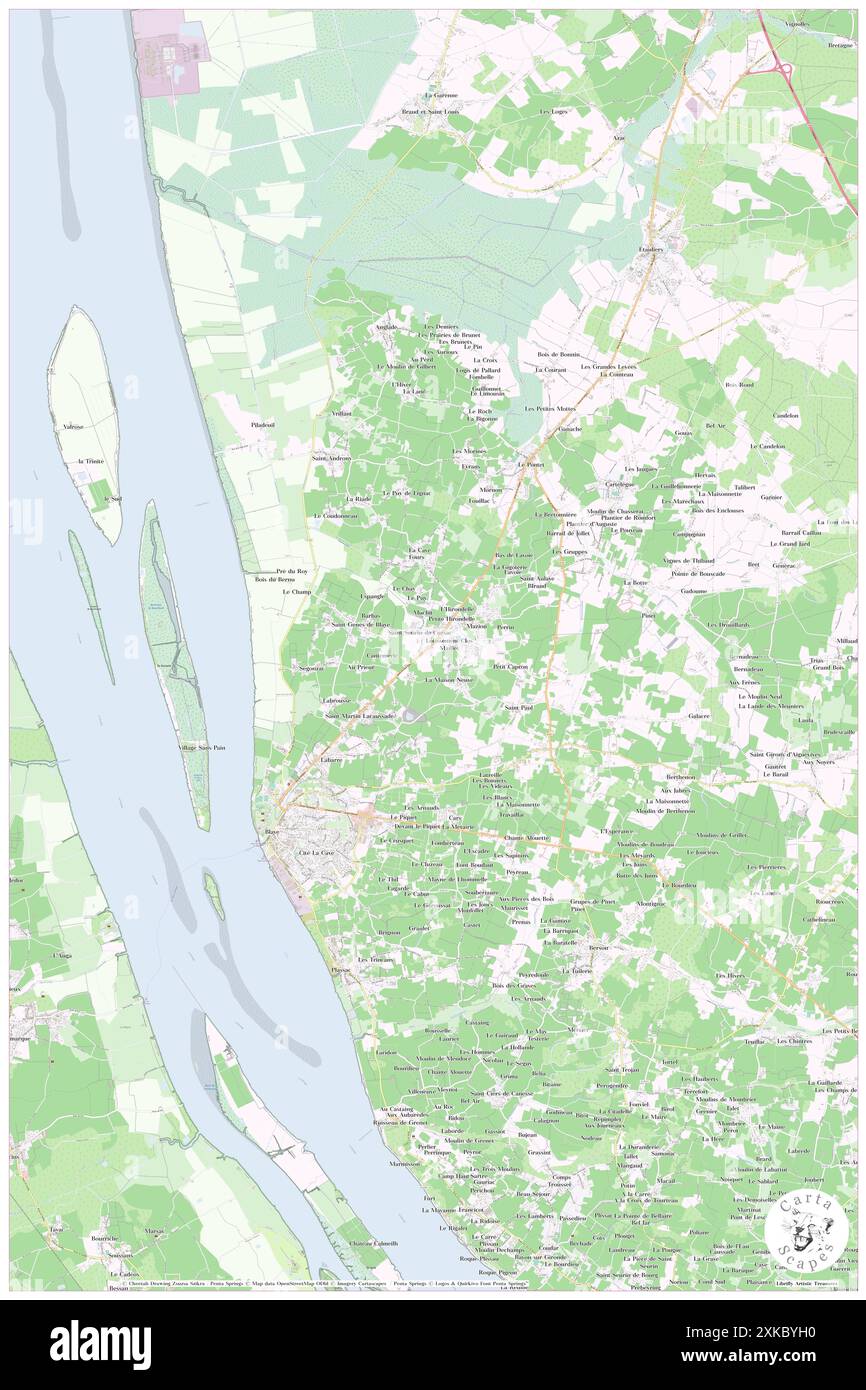 Saint-Seurin-de-Cursac, Gironde, FR, Frankreich, Nouvelle-Aquitaine, n 45 9' 39'', S 0 37' 35'', Karte, Cartascapes Map, veröffentlicht 2024. Erkunden Sie Cartascapes, eine Karte, die die vielfältigen Landschaften, Kulturen und Ökosysteme der Erde enthüllt. Reisen Sie durch Zeit und Raum und entdecken Sie die Verflechtungen der Vergangenheit, Gegenwart und Zukunft unseres Planeten. Stockfoto