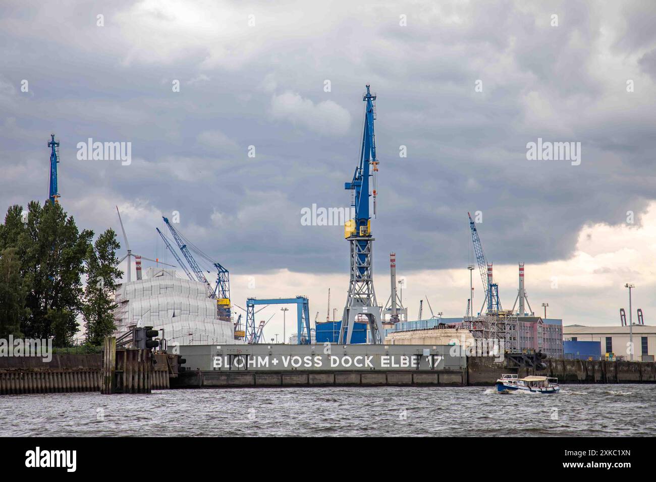 Blohm + Voss Dock Elbe 17, das drittgrößte Trockendock Deutschlands in Hamburg Stockfoto