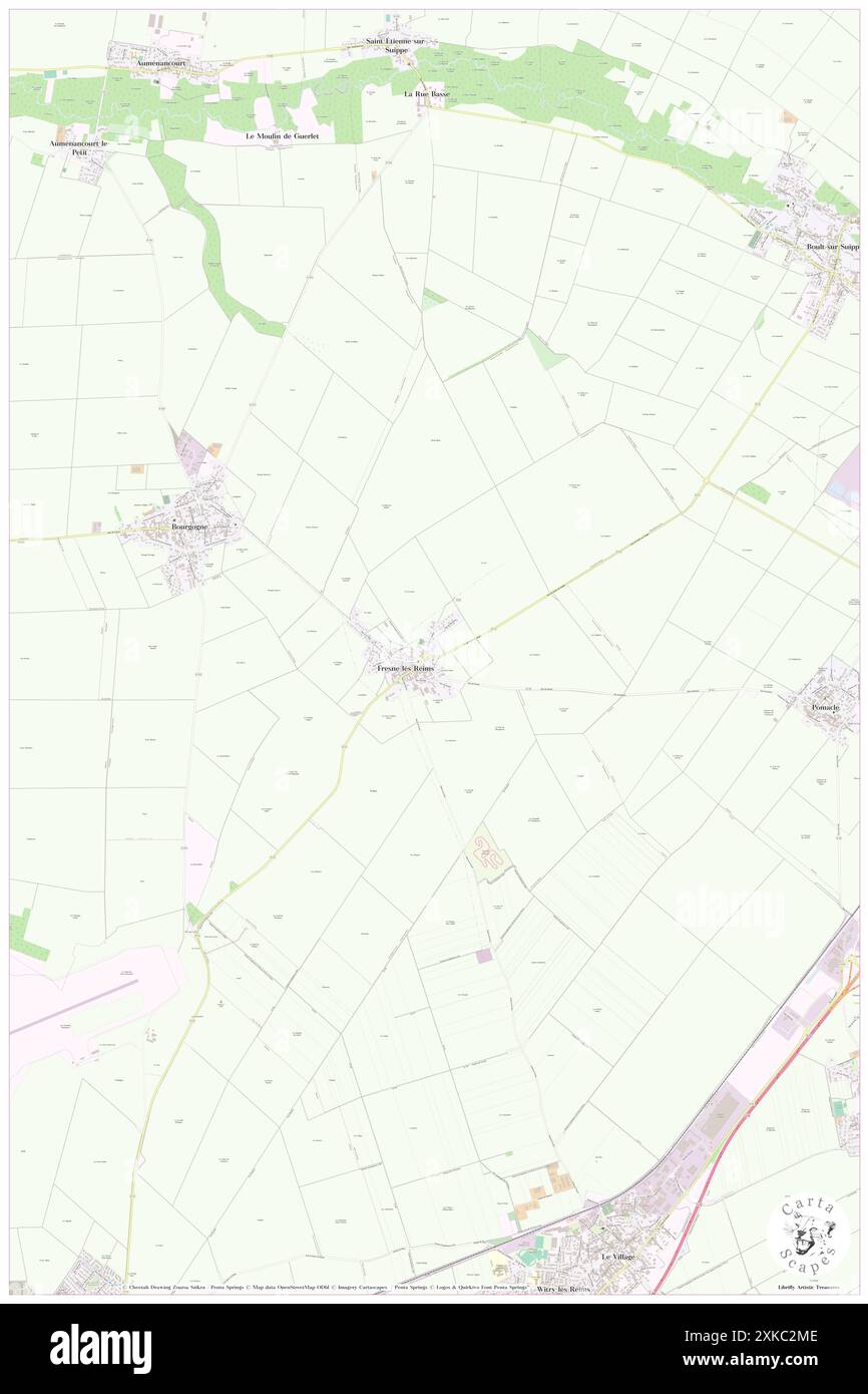 Fresne-les-Reims, Marne, FR, Frankreich, Grand Est, n 49 20' 17'', N 4 5' 53'', Karte, Cartascapes Map, veröffentlicht 2024. Erkunden Sie Cartascapes, eine Karte, die die vielfältigen Landschaften, Kulturen und Ökosysteme der Erde enthüllt. Reisen Sie durch Zeit und Raum und entdecken Sie die Verflechtungen der Vergangenheit, Gegenwart und Zukunft unseres Planeten. Stockfoto