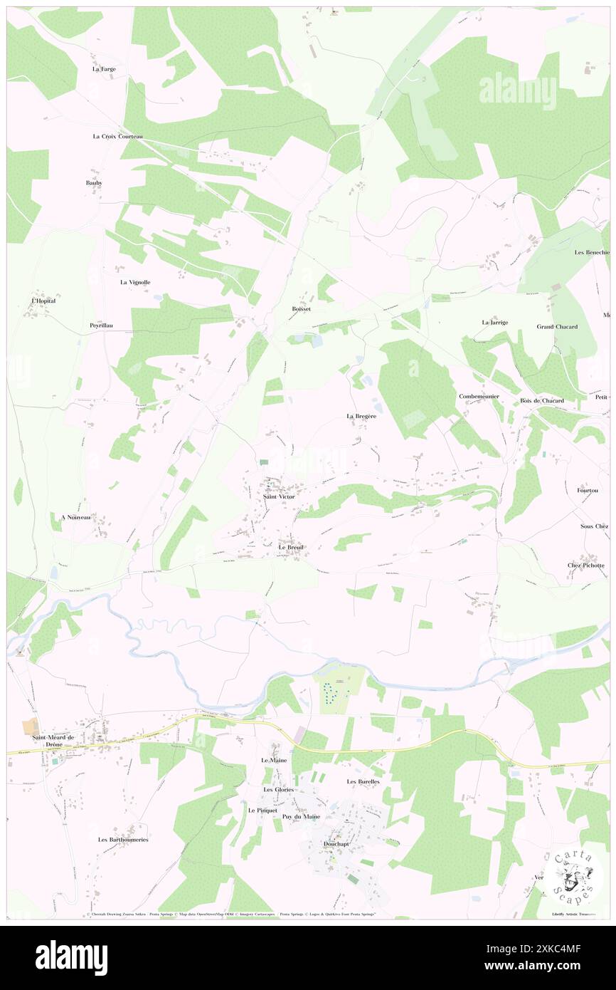 Saint-Victor, Dordogne, FR, Frankreich, Nouvelle-Aquitaine, n 45 15' 48''', N 0 26' 17'', Karte, Cartascapes Map, veröffentlicht 2024. Erkunden Sie Cartascapes, eine Karte, die die vielfältigen Landschaften, Kulturen und Ökosysteme der Erde enthüllt. Reisen Sie durch Zeit und Raum und entdecken Sie die Verflechtungen der Vergangenheit, Gegenwart und Zukunft unseres Planeten. Stockfoto