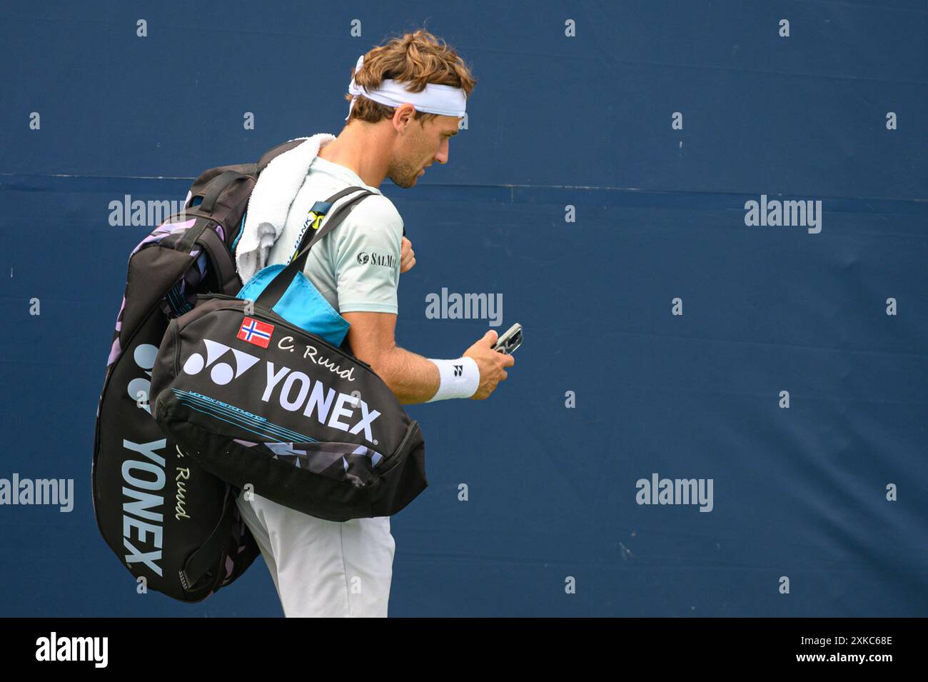 Toronto, ON, Kanada - 7. August 2023: Casper Ruud (Norwegen) verlässt das Spielfeld nach dem Training bei den National Bank Open im Sobeys Stadium Stockfoto